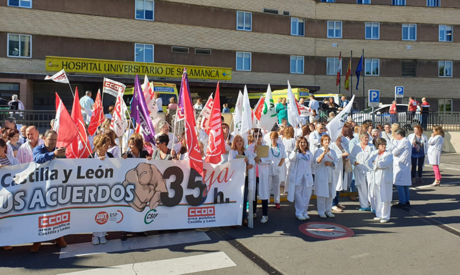 Contin&uacute;an las protestas para exigir la vuelta a la jornada de 35 horas