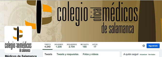 El Colegio de M&eacute;dicos de Salamanca, el cuarto m&aacute;s influyente en Twitter