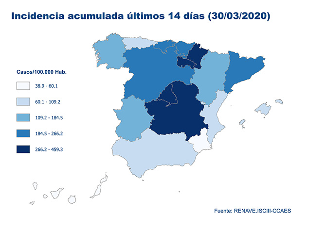 Espa&ntilde;a suma casi 94.500 casos confirmados de coronavirus y 8.189 fallecimientos asociados a la epidemia, con 849 m&aacute;s en un d&iacute;a