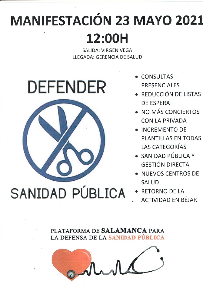 La Plataforma en Defensa de la Sanidad P&uacute;blica pide a los salmantinos que salgan a la calle para exigir una asistencia de calidad