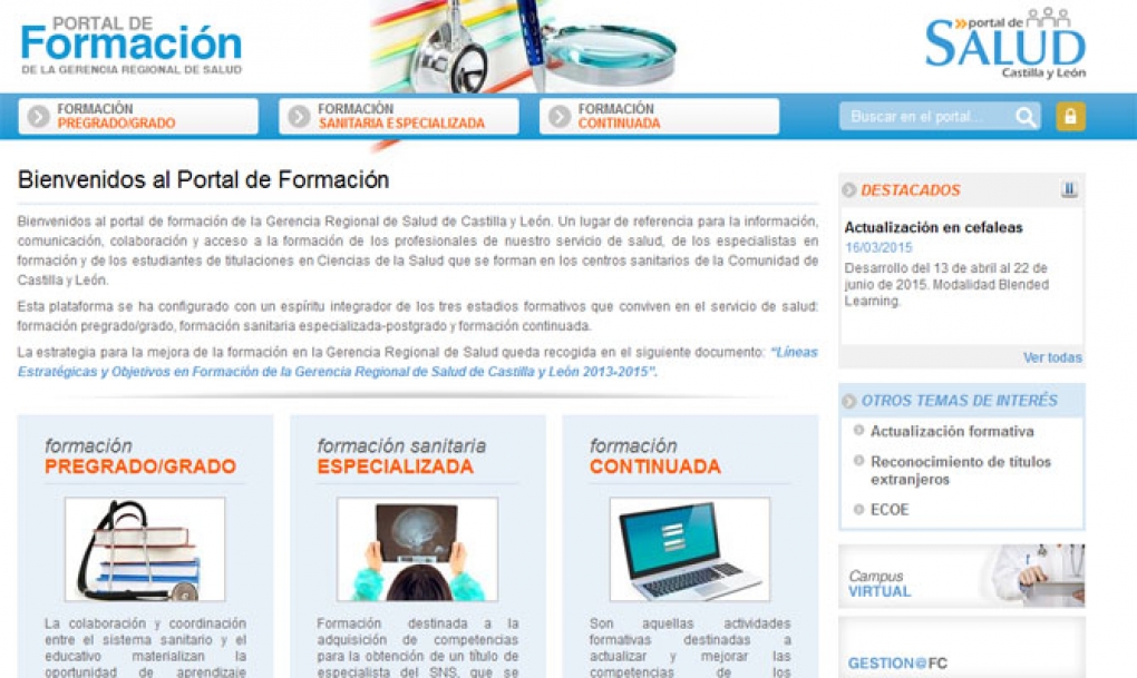 Castilla y Le&oacute;n dispone de un nuevo portal de formaci&oacute;n e informaci&oacute;n sanitaria ‘online’