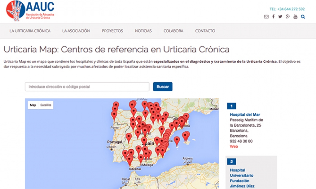 La Asociación de Afectados de Urticaria Crónica crea un mapa de los centros de referencia en esta enfermedad