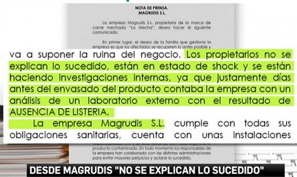 Los propietarios de la empresa responsable del brote de listeriosis aseguran estar «en estado de shock»
