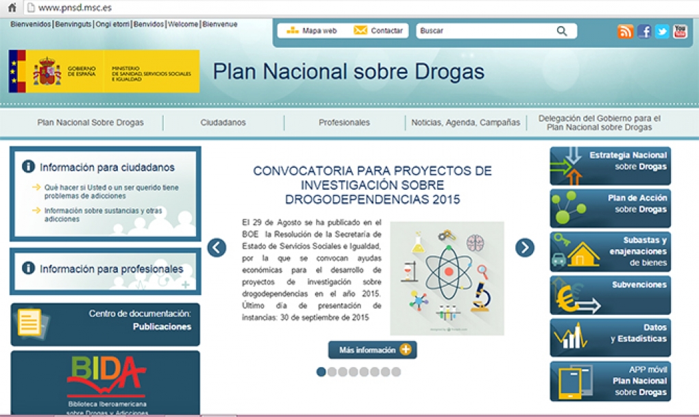 El Plan Nacional sobre Drogas presenta web en su 30 aniversario