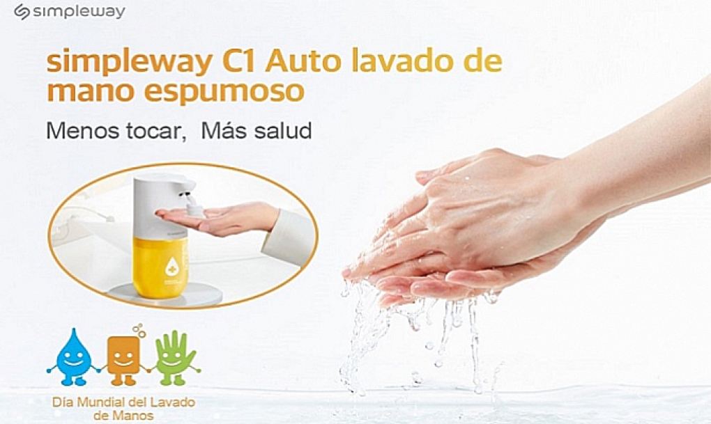 Simpleway C1, Auto lavado de manos espumoso, &#8216;Menos tocar, Más salud&#8217;